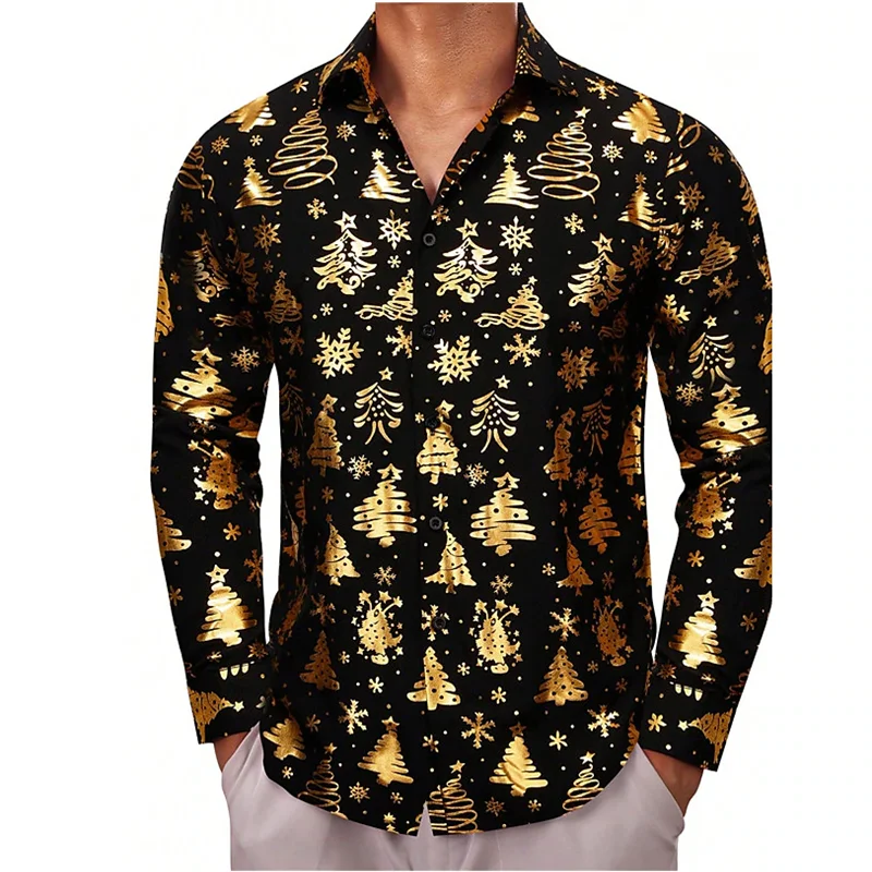 Top Trends: 2024 High Quality Fashionable Men's Shirt Button Gold Shirt Casual Designer Christmas Long Sleeve Tops Men's Lapel Men's Tops Shoppable Styles