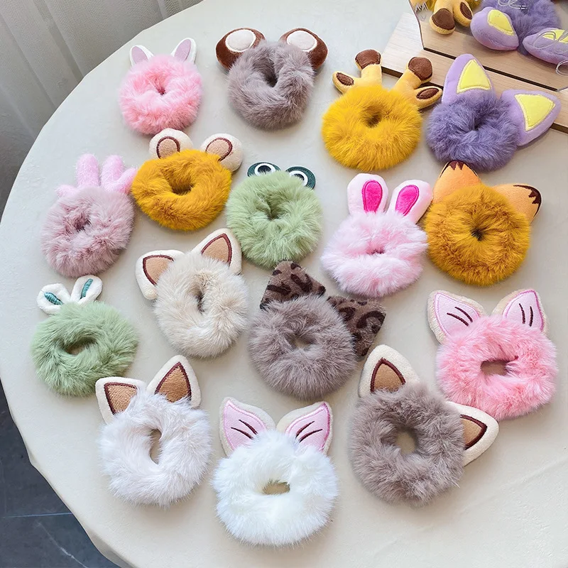 Top Trends: 1PCS New Cute Hair Accessories Fake Fur Hair Rope Bear Scrunchies Women Girls Elastic Hair Rubber Bands Gum Kids Ponytail Holder Shoppable Styles