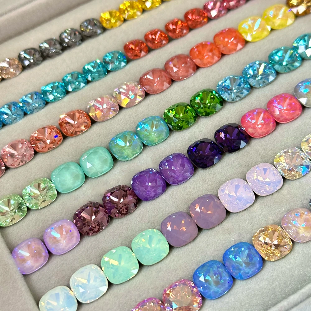 Top Trends: 10pcs 8mm Cushion Cut Shape Crystal Glitter Glass Rhinestones Different Colors Nail Charms Stones 3D DIY Accessories Shoppable Styles