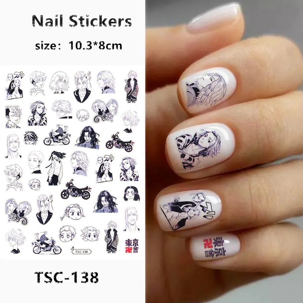 Top Trends: TSC Series TSC-106-126 Tokyo Avengers 3D Back Glue Self-adhesive Nail Art Nail Sticker Decoration Tool Sliders For Nail Decals Shoppable Styles