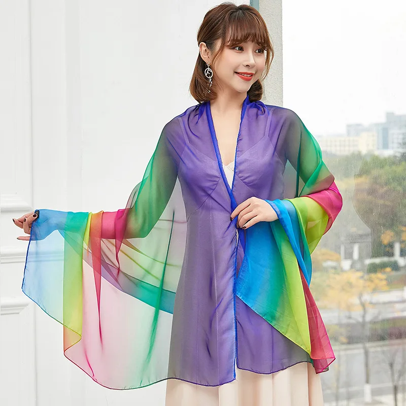 Top Trends: Chiffon Rainbow Colorful Scarf Women's Arn Scarf Dance Silk Scarf Oversized Beach Scarf Shawl Four SeasoYns Shoppable Styles - Image 3