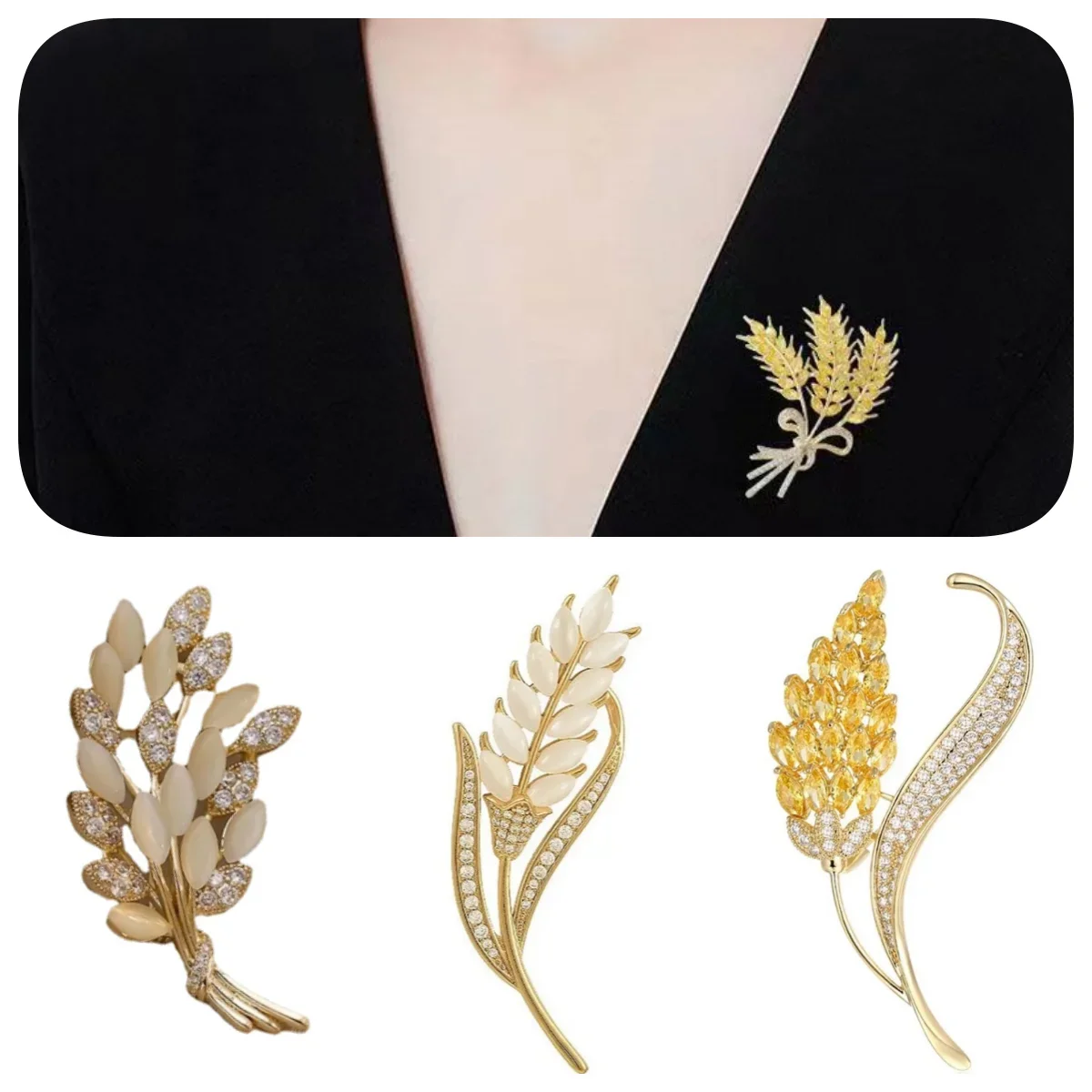 Top Trends: Hot Selling New Products Fashion Nature Temperament Woman Clothing Accessories Gold Color Wheat Brooch Collar Pins Party Gift Shoppable Styles