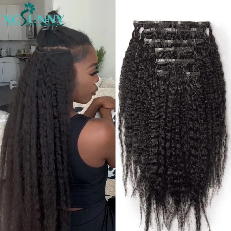 Top Trends: Kinky Straight Clip Ins Seamless PU Clip In Hair Extensions Human Hair Burmese Clip In Extensions For Black Women Shoppable Styles