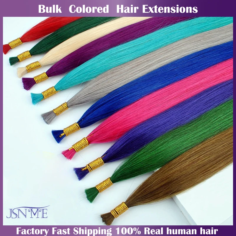 Top Trends: JSNME Bulk Color Human Hair Extensions Straight Color Hair Extension 10g / Set Blue Purple Pink 613 Color For Salon 20&quot; Inch Shoppable Styles