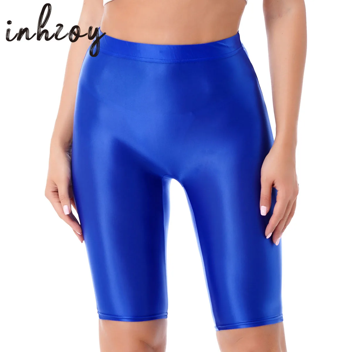 Top Trends: Women Glossy Fitness Shorts Sexy High Waist Workout Cheer Booty Dance Shorts Oil Shiny Knee-Length Tights Pole Dancing Clubwear Shoppable Styles