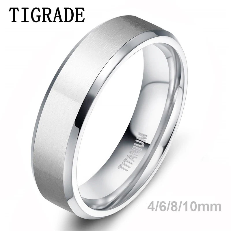 Top Trends: Tigrade 4 / 6 / 8 / 10mm Silver Color Men&#039;s Titanium Ring Brushed Man Wedding Band Engagement Rings Male Jewelry Couple Anel Feminino Shoppable Styles