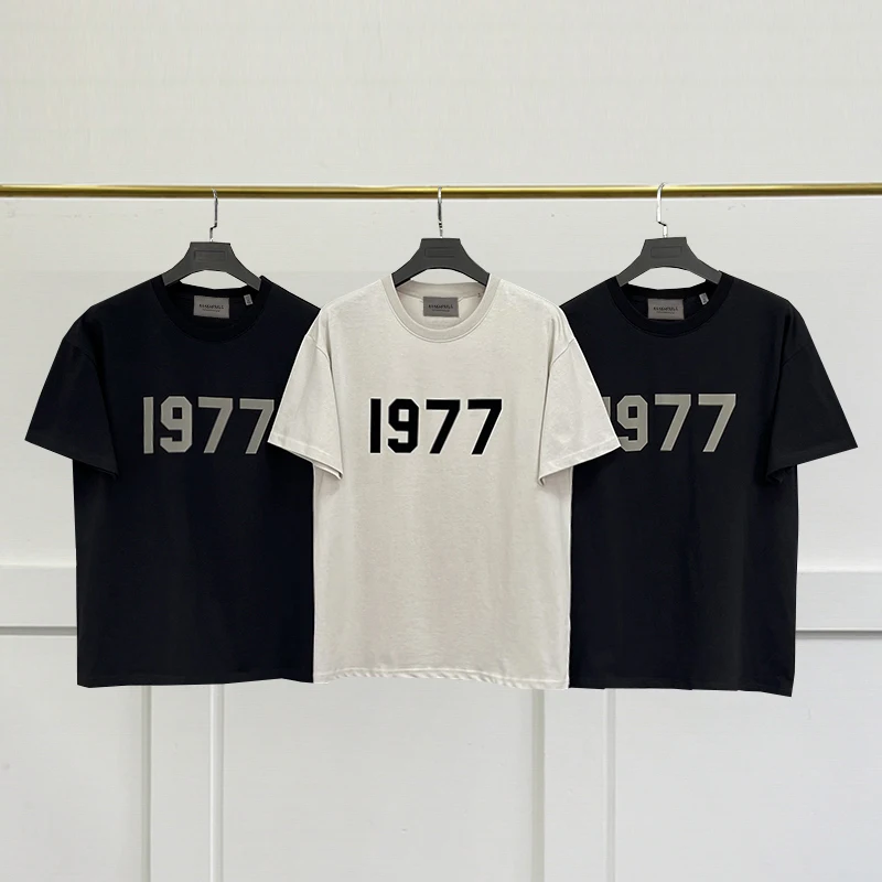 Top Trends: SS22 New Chest Number 1977 Short Sleeve Unisex Loose High Street Brand ESSENTIALS TRIP Men And Women T-Shirt Shoppable Styles