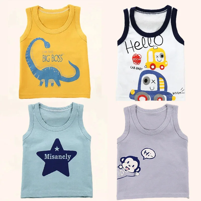 Top Trends: Summer Kids Tops Clothes Tank Sleeveless Breathable Cotton Children T-shirt Vest Top Clothing Outfit Cartoon Boys Girls 0-7Years Shoppable Styles