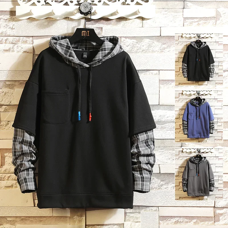 Top Trends: 2024 Spring Autumn Black Patchwork Hoodies MEN'S Sweatshirts Hiphop Punk Streetwear Casual Pullover Shoppable Styles