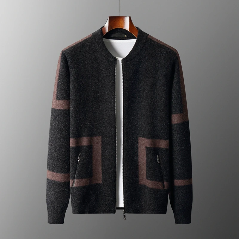 Top Trends: Spring And Autumn Trend Sweater Men&#039;s Wool Cardigan Casual Business Coat Plus-size Stand Collar Zipper Knit High Quality Jacket Shoppable Styles