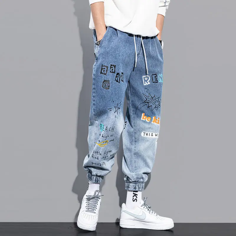 Top Trends: Autumn KPOP Fashion Style Harajuku Slim Fit Trousers Loose All Match Casual Graffiti Pants Leggings Jeans Printed Pockets Pants Shoppable Styles