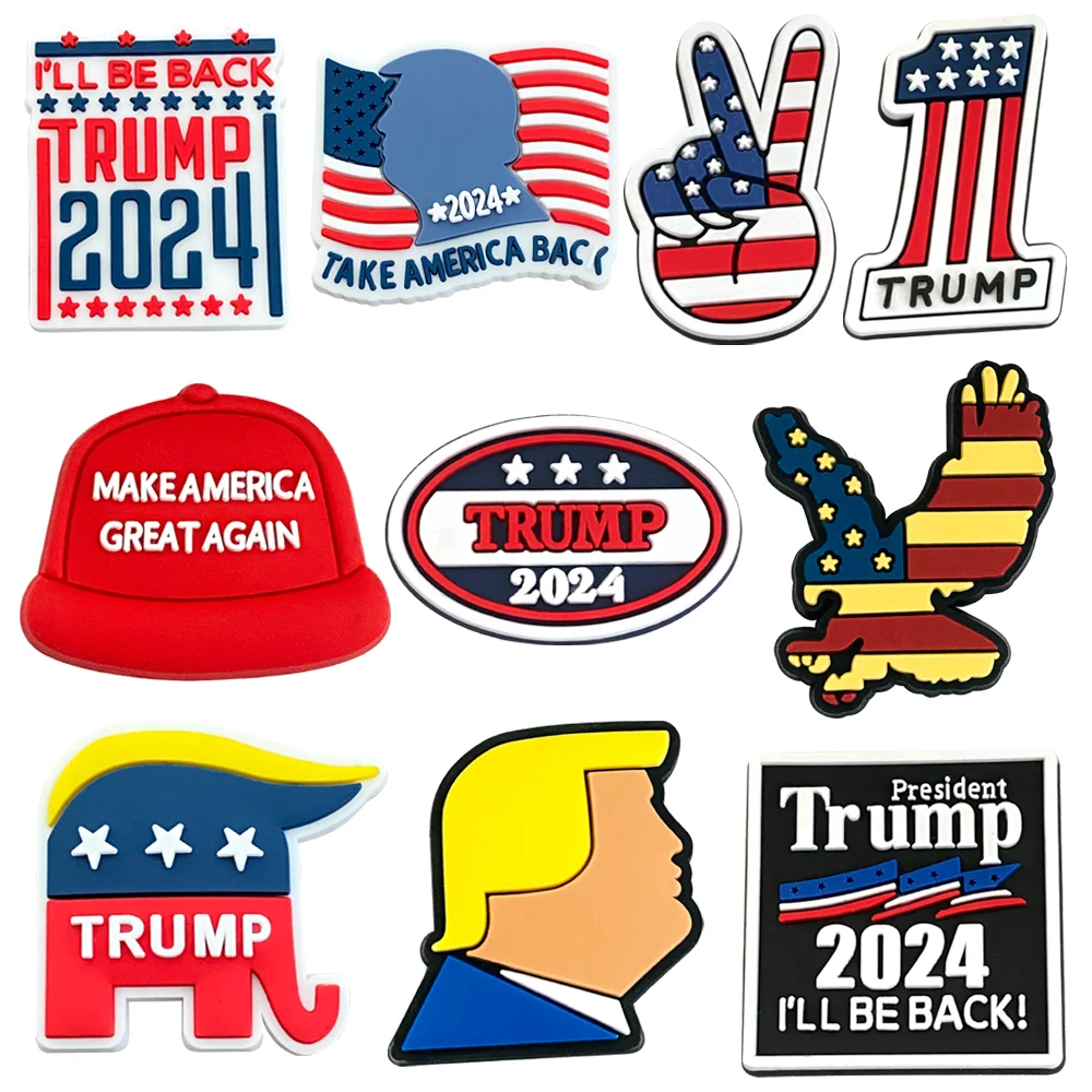 Top Trends: Jibz Shoe Croc Charms 1Pcs Trump US Presidential Election Pins PVC DIY Sandals Accessories For Clogs Favors Gifts Shoppable Styles