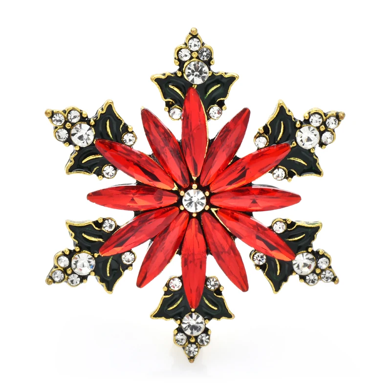 Top Trends: Wuli&baby Red Snowflake Brooches For Women Unisex Rhinestone Beauty Christmas New Year Flower Party Brooch Pin Gifts Shoppable Styles