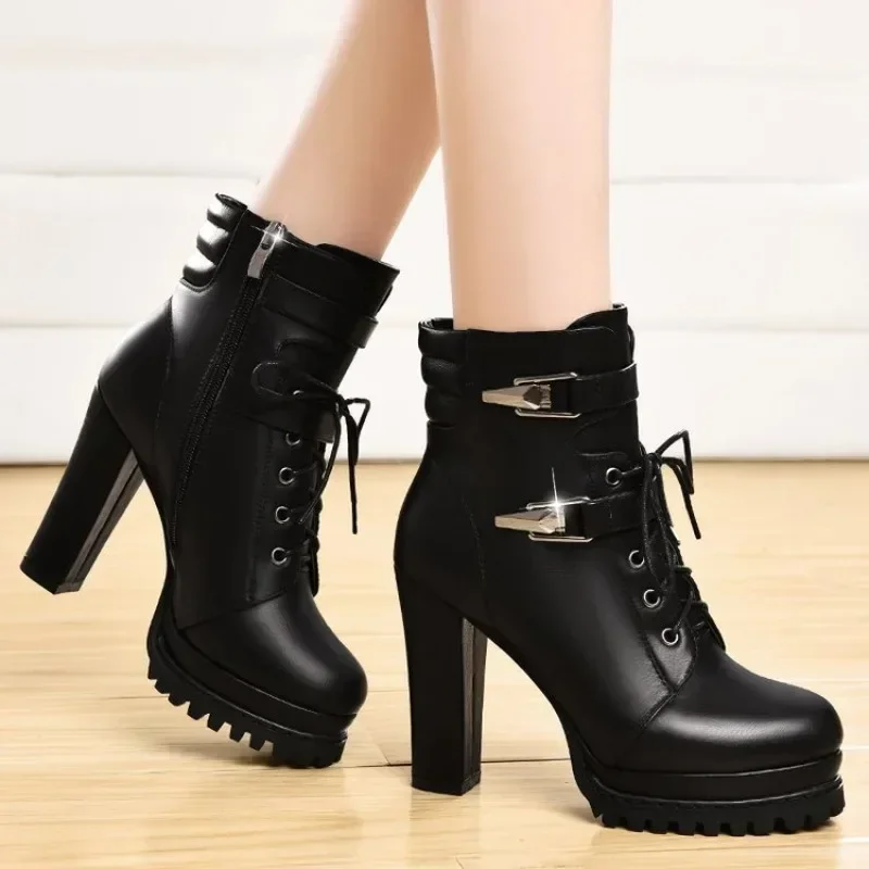 Top Trends: Winter Women Boots Warm High Heels Ankle Boots For Women Retro Chunky Snow Boots Woman Winter 2023 Elegant Botas Mujer Invierno Shoppable Styles