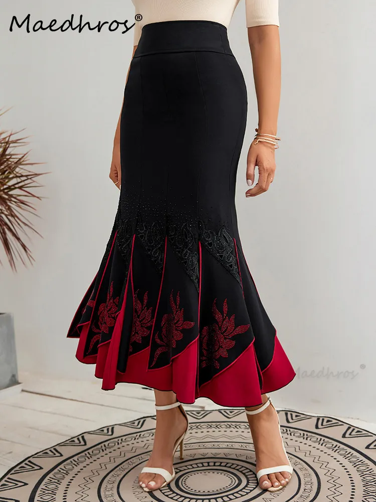 Top Trends: Vintage Long Skirt Women Special Asymmetric High Waisted Skirt Elegant Party Women&#039;s Dresses A-line Female Clothing Maxi Skirt Shoppable Styles