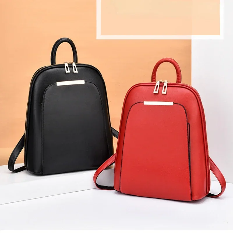 Top Trends: Pu Leather Backpack Women Teenage Girls School Shoulder Bag Bagpack High Quality Female Backpacks Travel Mochila Shoppable Styles - Image 2