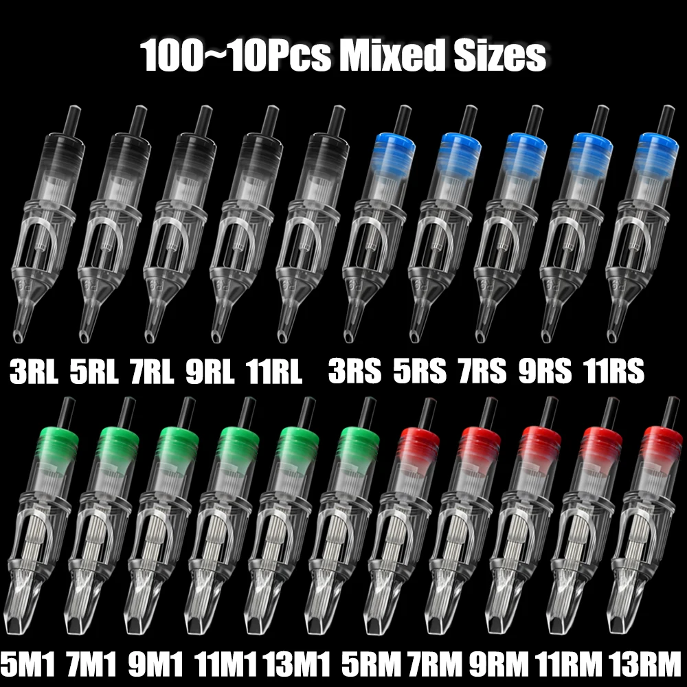 Top Trends: 10 / 20 / 40 / 60 / 80 / 100PCS Original Mixed Cartridge Tattoo Needle RL RS M1 Disposable Sterilized Tattoo Needle For Cartridge Shoppable Styles