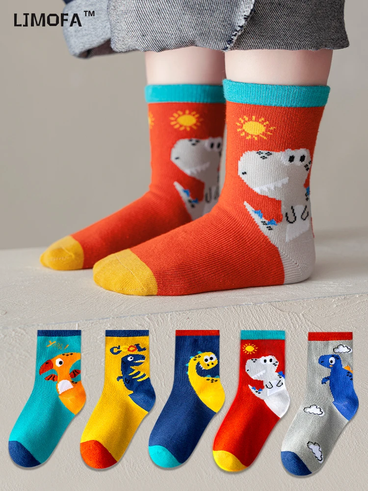 Top Trends: LJMOFA 5 Pairs Baby Toddler Boys Socks Cotton Dinosaur Animal Print Cute Socks For Kids Fashion Mid Socks Children Socks C159 Shoppable Styles