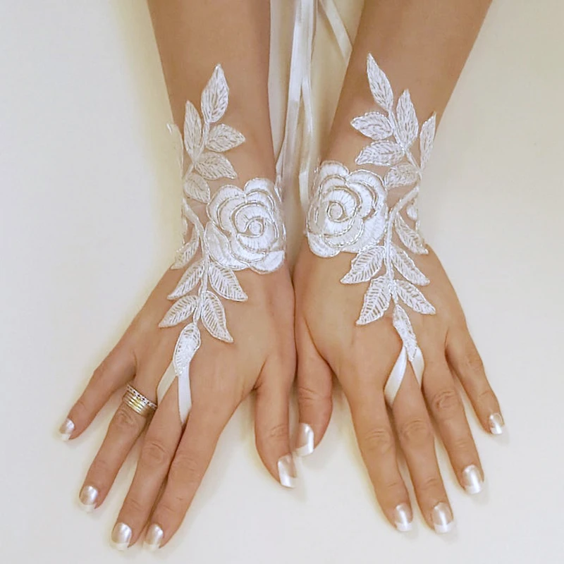 Top Trends: Soft Gloves Ladies Short White Lace Fingerless Net Goth Gothic Fancy Dress Weddingg Tights Stockings Wedding Accessories Shoppable Styles - Image 2