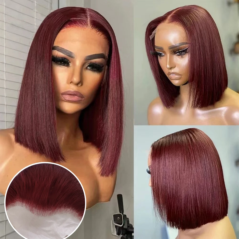 Top Trends: Wear Go Glueless Wig 99J Burgundy Short Bob Wig 13X4 Lace Front Wigs For Black Women Brazilian Human Hair Red Highlighted Color Shoppable Styles