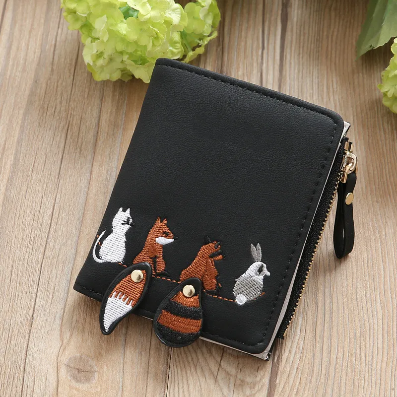 Top Trends: High Quality Women's Wallet Lovely Cartoon Animals Short Leather Female Small Coin Purse Hasp Zipper Purse Card Holder For Girls Shoppable Styles