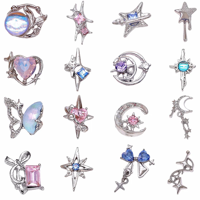 Top Trends: 10PCS Luxury Alloy Moon Star Asterism Nail Art Charms Starlight Jewelry Parts Accessories For Manicure Nails Decoration Supplies Shoppable Styles