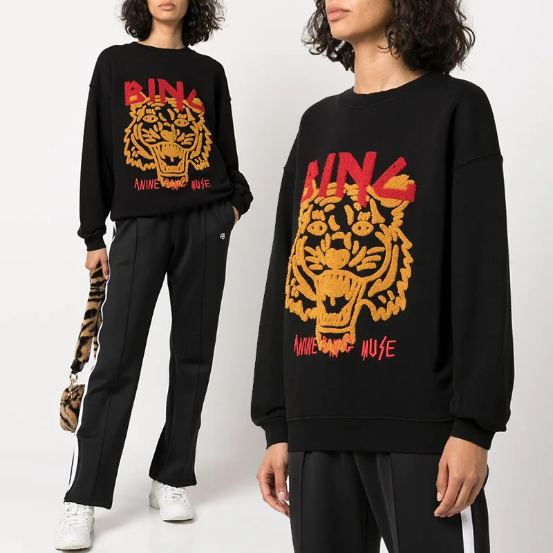 Top Trends: New Women&#039;s Sweatshirts Classic Tiger Hand Embroidered Embroidery With Fleece Round Neck Sweatshirts Shoppable Styles