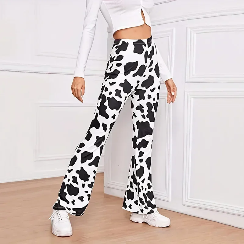 Top Trends: Women's Cow Print Brushed Flared Pants Micro Flared Pants Animal Print Zebra Print Stretch Fashion Shoppable Styles