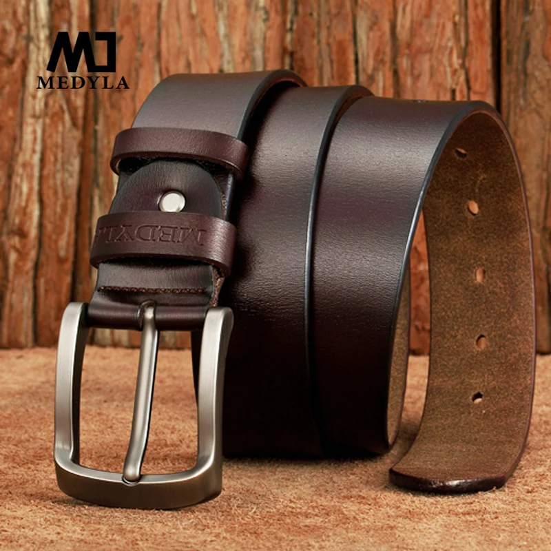 Top Trends: MEDYLA Men&#039; Belt High Quality Genuine Leather Luxury Strap Classic Vintage Alloy Pin Buckle Male Belt Jeans Belt For Men SM03 Shoppable Styles