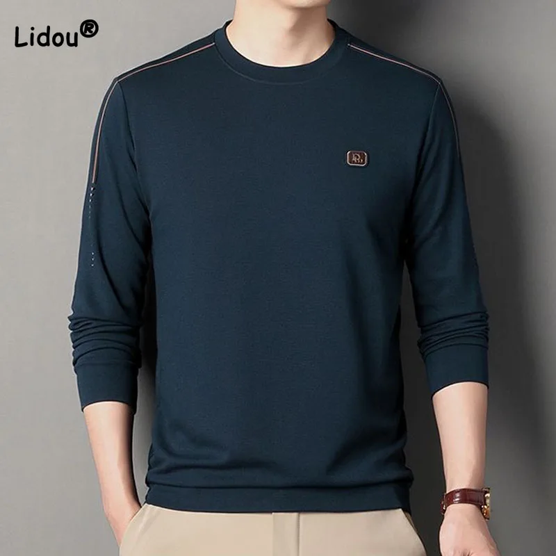 Top Trends: Comfortable Casual Round Neck Men's Solid Color Sweatshirts Autumn Winter Trend Loose Long Sleeve All-match Tops Male Clothes Shoppable Styles