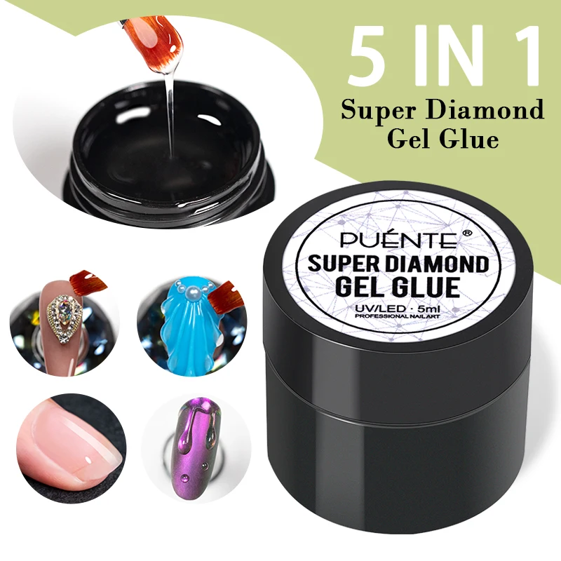 Top Trends: 5 In 1 Super Diamond Sticky Gel Glue For DIY Nail Art Jewelry Decoration Strong Adhesive Tranparent 5ML No Wipe Gel Nail Polish Shoppable Styles