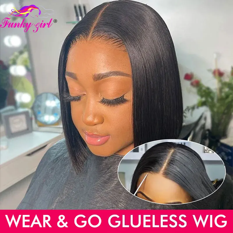 Top Trends: Glueless Bob Wig Straight Wear And Go Glueless Human Hair Wigs Brazilian Short Bob 4x4 Lace Closure Wig Pre Plucked Ready To Go Shoppable Styles