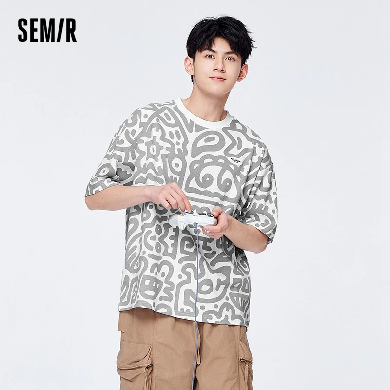 Top Trends: SEMIR Short Sleeve T-Shirt Men Irregular Full Printing 2022 Summer New Trendy Cool Hip-Hop Boys Knitted Top Ins Shoppable Styles