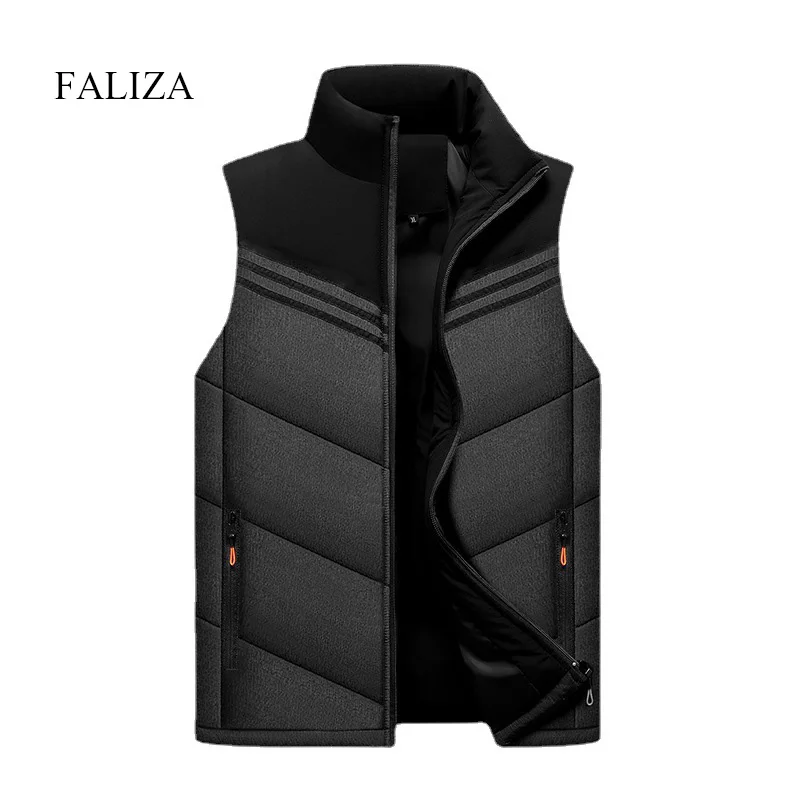 Top Trends: FALIZA Mens Vest Jackets Sleeveless Vest Winter Men Warm Homme Casual Black Thicken Waistcoat Vest For Men Clothing 5XL MVM03 Shoppable Styles