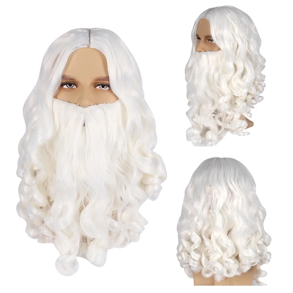 Top Trends: Santa Claus Beard Wig Full Set Fancy Dress Up White Beard Wigs Role Play Holiday Hair Christmas Halloween New Year Decoration Shoppable Styles