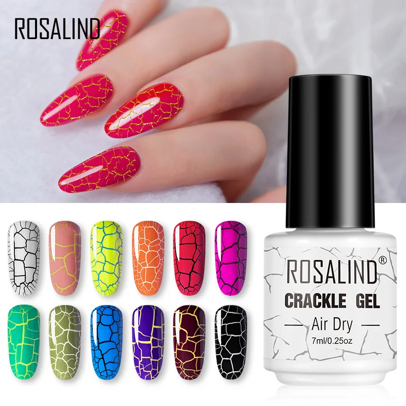 Top Trends: ROSALIND Crackle Gel Nail Polish Classic Color Base Of Nail Varnish Hybrid Manicure Set For UV Semi Permanent Base Top Coat Shoppable Styles