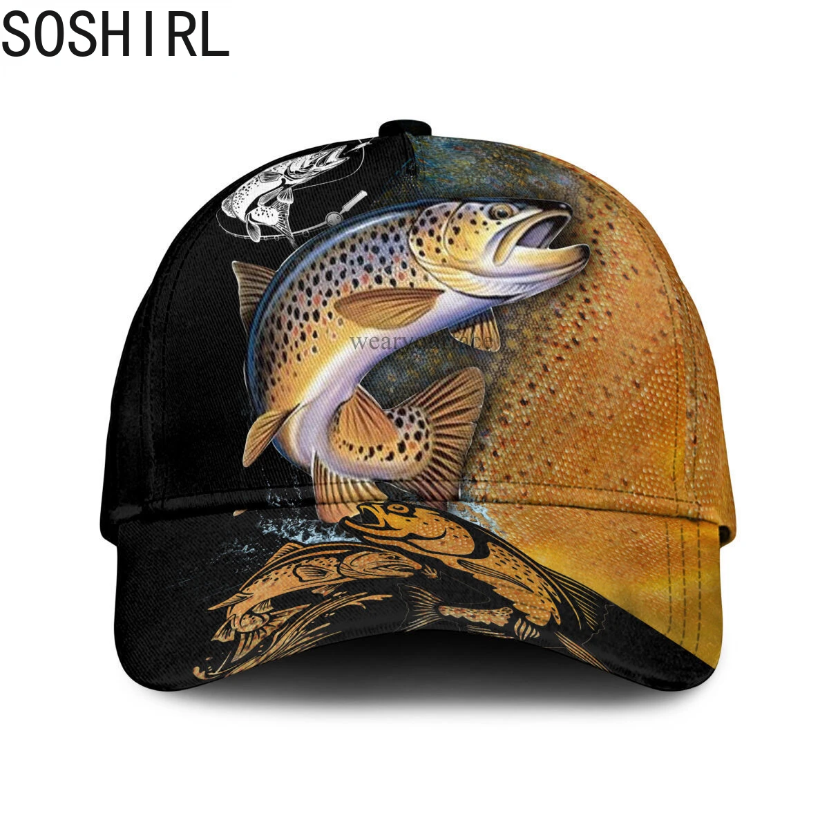 Top Trends: Walleye Fishing Deer Hunting Baseball Cap 3D Printed Snapback Hat Men Women Adult Hip Hop Headwear Outdoor Casual Sun Visor Shoppable Styles