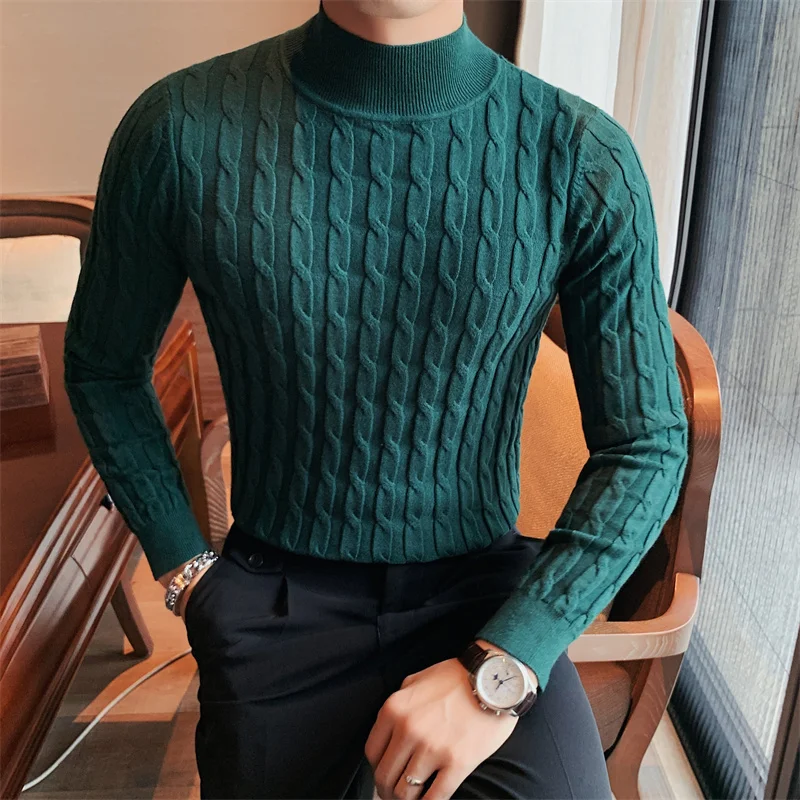 Top Trends: Autumn Winter Turtleneck Fashion Simple Slim Sweater Men Clothing High Collar Casual Pullovers Knit Shirt Plus Size S-3XL Shoppable Styles