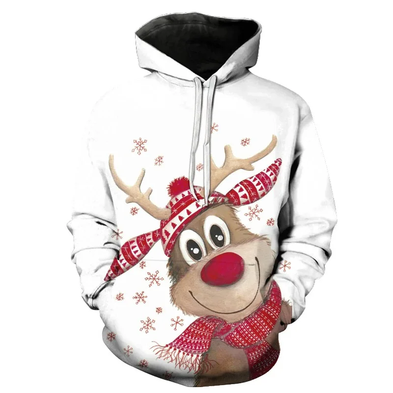 Top Trends: Christmas Elk Printed Hooded Sweatshirts Men's And Women's Leisure Hoodies Fashion Hip Hop Style Red Pullover Autumn Y2k Clothes Shoppable Styles