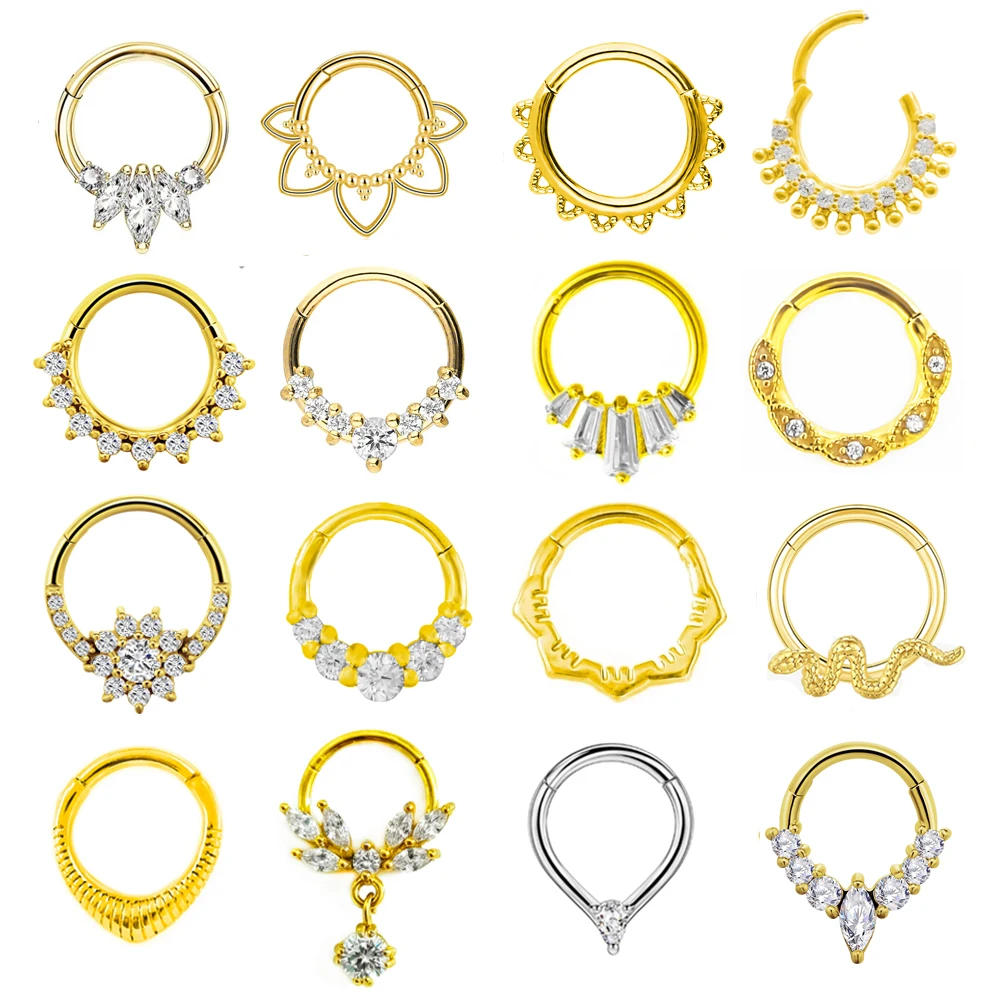 Top Trends: 100% 316L Surgical Steel Zircon Nose Ring Septum Clicker Daith Piercing Ear Cartilage Helix Hoop Flowers Water Drops Shoppable Styles