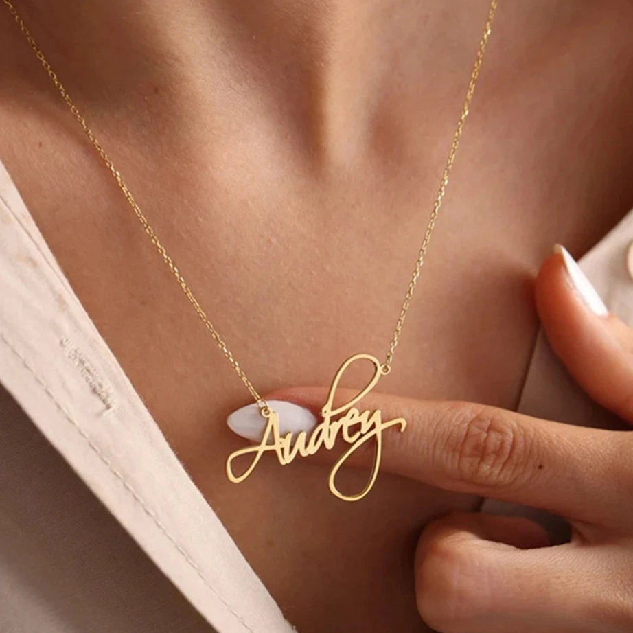 Top Trends: Personalised Cursive Letter Custom Name Stainless Steel Necklace For Women Jewelry Gold Chains Nameplate Pendant Choker Collares Shoppable Styles