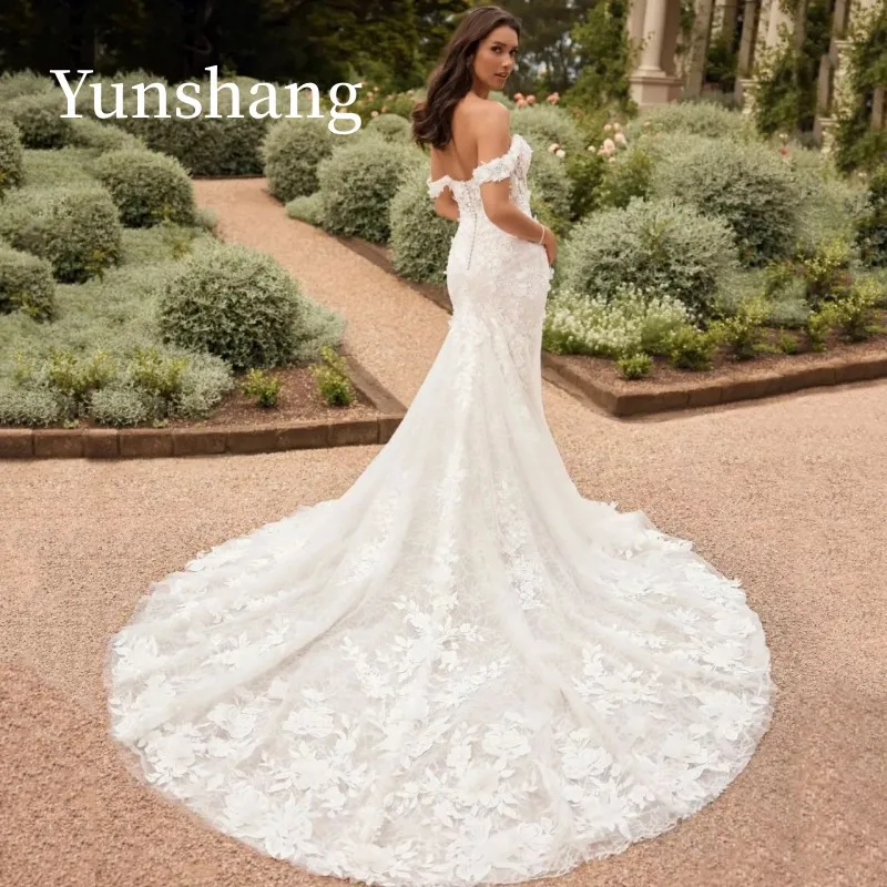 Top Trends: Yunshang Elegant Off The Shoulder Mermaid Wedding Dress 2024 Sweetheart Lace Open Back Bridal Gown Sweep Train Vestidos De Novia Shoppable Styles - Image 2