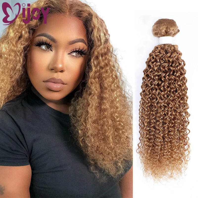 Top Trends: Kinky Curly Hair Bundles Brazilian Human Hair Weave Bundles Honey Blonde 1 / 3 Bundles Non-Remy Curly Human Hair Extensions IJOY Shoppable Styles