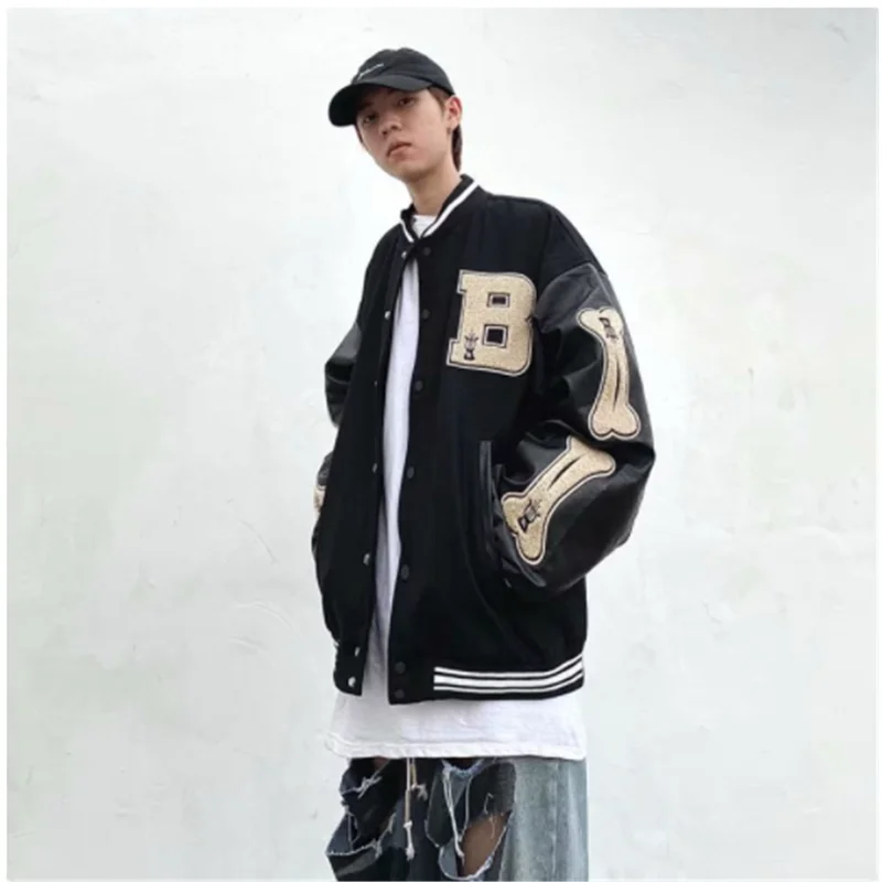 Top Trends: Men Baseball Jackets 2023 Spring New Long Sleeve Bomber Jacket Ins Hip Hop Youth Couples Jacket Men Loose Coat A0008 Shoppable Styles - Image 2