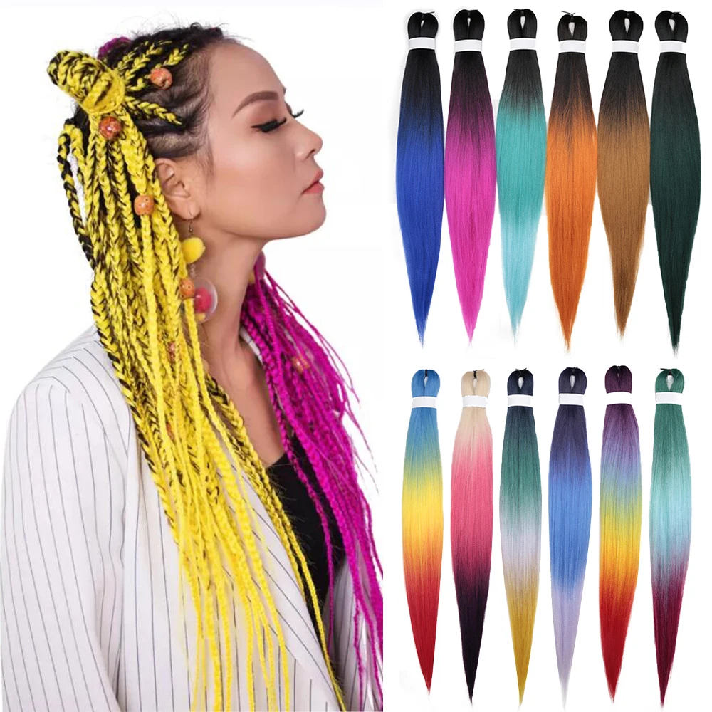 Top Trends: Synthetic Braiding Hair Ombre Pre Stretched EZ Braid Hair Extensions Yaki Straight Jumbo Braid For Box Braid Hair Bundles Shoppable Styles