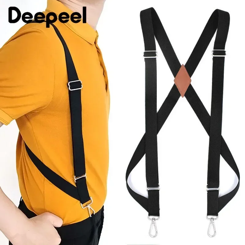 Top Trends: 1Pc Deepeel 2.5*125cm Men's Suspender Elastic Wide Suspenders Adjustable 2 Clips Strap X Type Braces Decorative Male Jockstrap Shoppable Styles