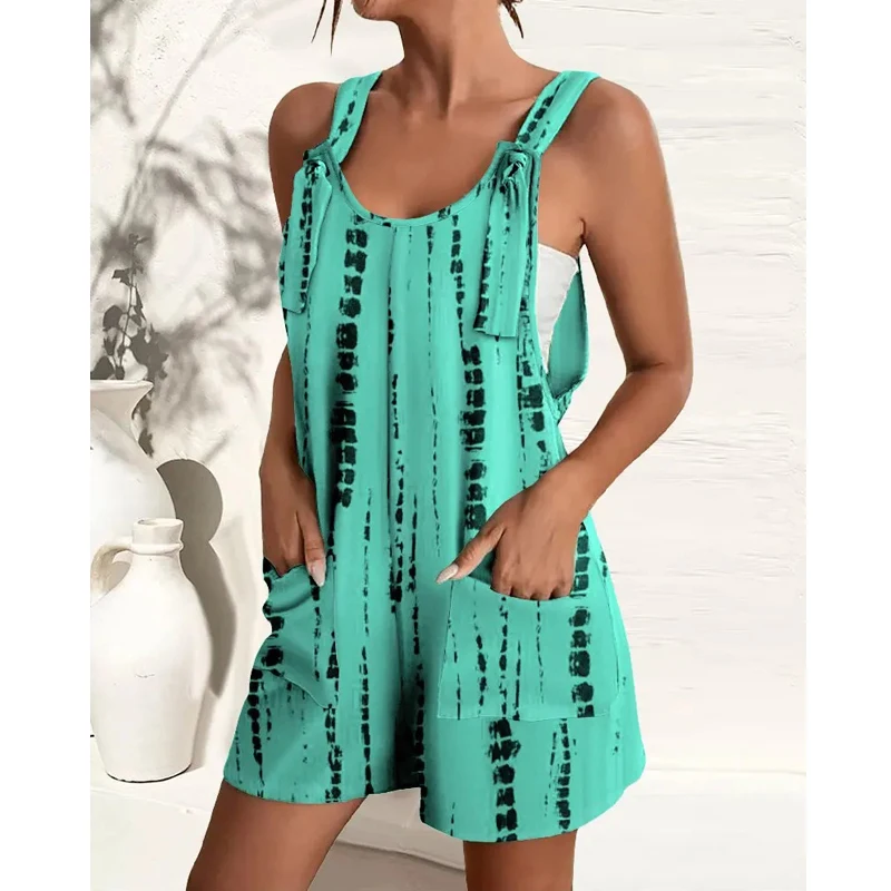 Top Trends: Women Y2K Casual Streetwear Loose Jumpsuit Shorts Summer Trendy Sexy Sleeveless Pockets Beach Romper Print Overalls Ropa Outfits Shoppable Styles - Image 6