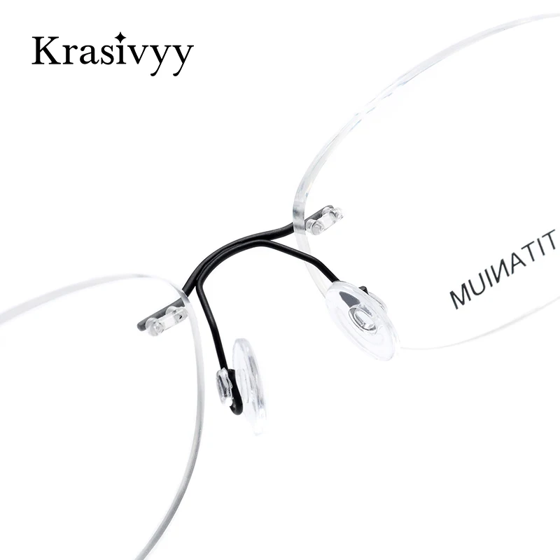 Top Trends: Krasivyy Titanium Glasses Frame Men 2024 New European Design Square Rimless Prescription Eyeglasses Eyewear Frame For Women Shoppable Styles - Image 4