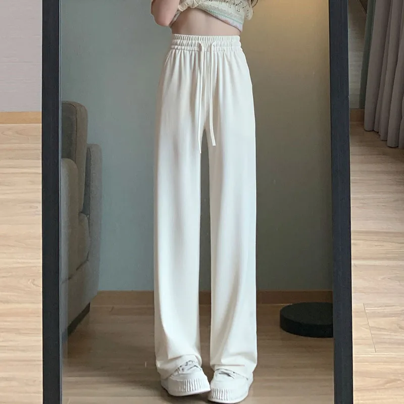 Top Trends: New Women&#039;S Spring Autumn Summer High Waist Draping Straight Tube Wide Leg Pants Versatile Casual Sunscreen Ice Silk Trousers Shoppable Styles