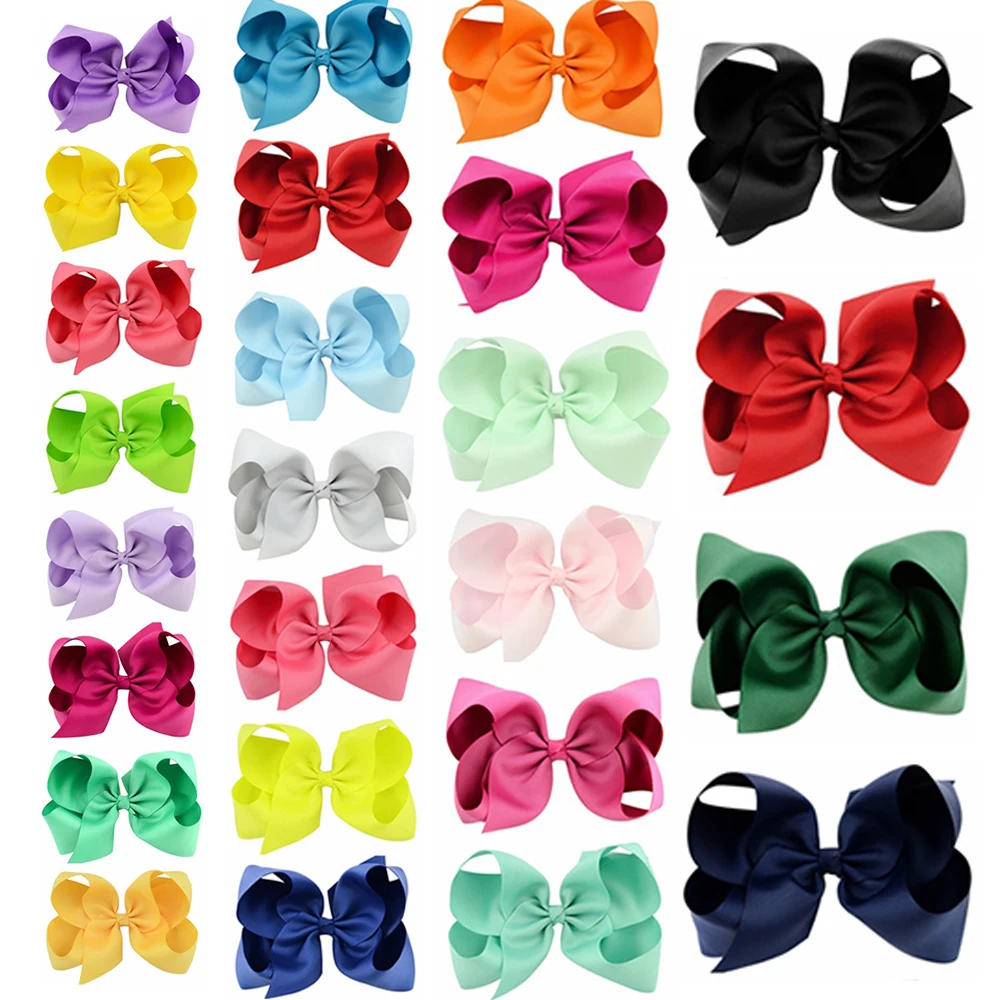 Top Trends: 3 / 4 / 6 Inch Colorful Hair Bows Clips For Baby Girls Grosgrain Ribbon Handmade Hairpins Barrettes Headwear Kids Hair Accessories Shoppable Styles